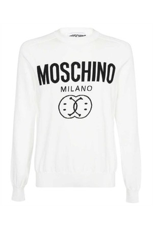 모스키노 남성 니트 스웨터 Moschino A0933 2001 LOGO PRINT Knit   White NB24