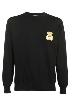 모스키노 남성 니트 스웨터 Moschino V0902 2001 TEDDY BEAR APPLIQU� Knit   Black NB24