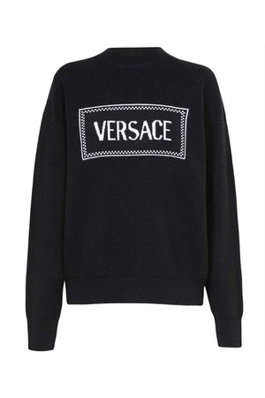 베르사체 여성 니트 스웨터 Versace 1011362 1A07842 LOGO INTARSIA RIBBED Knit   Black NB24