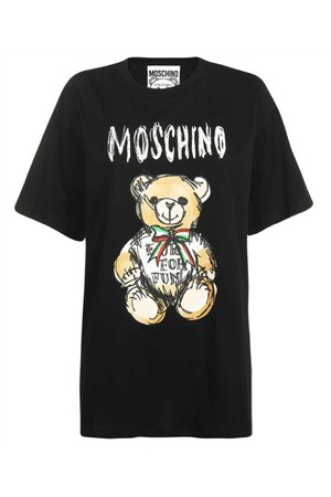 모스키노 여성 티셔츠 Moschino V0708 0541 TEDDY BEAR PRINT T shirt   Black NB24