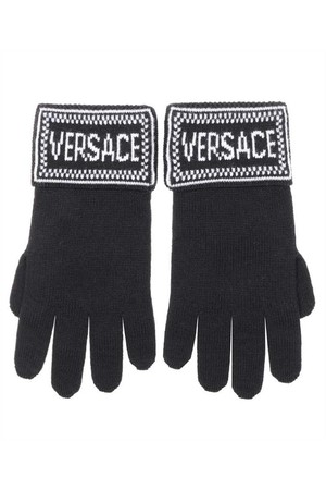 베르사체 여성 장갑 Versace 1011495 1A07842 INTARSIA LOGO VIRGIN WOOL Gloves   Black NB24