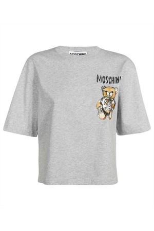 모스키노 여성 티셔츠 Moschino V0707 0541 TEDDY BEAR PRINT T shirt   Grey NB24