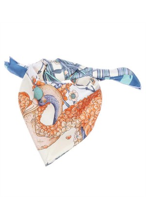 페라가모 여성 스카프 Salvatore Ferragamo 310124 AIRONI PRINT SILK Scarf   Blue NB24