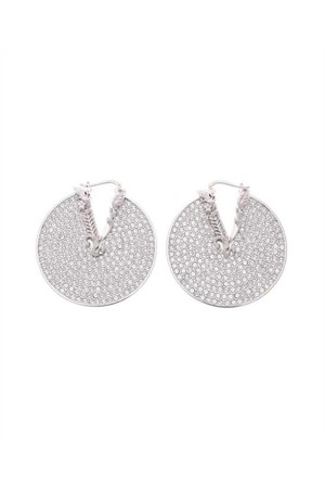 베르사체 여성 귀걸이 Versace 1008936 1A00621 CRYSTAL VIRTUS HOOP Earrings   Silver NB24