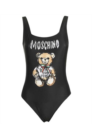 모스키노 여성 수영복 Moschino A4203 0576 TEDDY BEAR PRINT Swimsuit   Black NB24