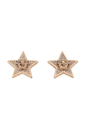 베르사체 여성 귀걸이 Versace 1009864 1A00621 MEDUSA STAR CRYSTAL EMBELLISHED STUD Earrings   Gold NB24