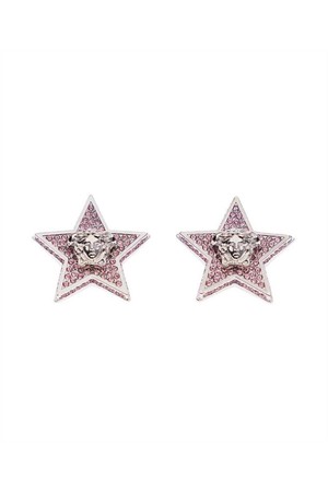 베르사체 여성 귀걸이 Versace 1009864 1A00621 MEDUSA STAR CRYSTAL EMBELLISHED STUD Earrings   Pink NB24