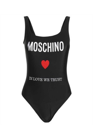 모스키노 여성 수영복 Moschino A4202 0577 LOGO EMBROIDERED OPEN BACK Swimsuit   Black NB24