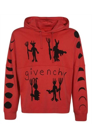 지방시 남성 맨투맨 후드 Givenchy BM71C53Y6B OVERSIZED FIT LS PRINT Hoodie   Red NB24