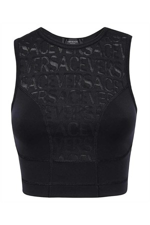 베르사체 여성 티셔츠 Versace 1011445 1A08169 ALLOVER JACQUARD MESH CROP Top   Black NB24