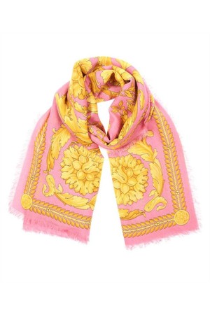 베르사체 여성 스카프 Versace IFO1401 A236219 BAROCCO SILHOUETTE FRINGED Scarf   Pink NB24