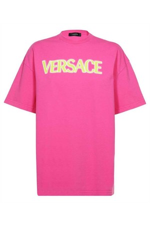 베르사체 여성 티셔츠 Versace 1008174 1A06534 DISTRESSED LOGO T shirt   Pink NB24