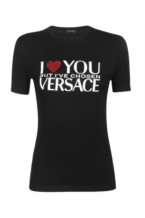 베르사체 여성 티셔츠 Versace 1007521 1A05378 I LOVE YOU T shirt   Black NB24