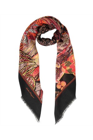 페라가모 여성 스카프 Salvatore Ferragamo 320396 BATIK PRINT Scarf   Black NB24