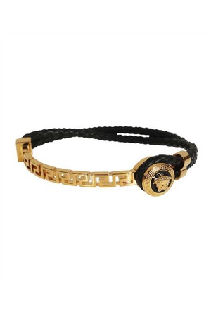 베르사체 남성 팔찌 Versace 1006601 1A04575 GRECA BRAIDED LEATHER Bracelet   Gold NB24