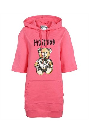 모스키노 여성 원피스 Moschino V0440 0528 TEDDY BEAR PRINT ORGANIC COTTON MINI Dress   Pink NB24