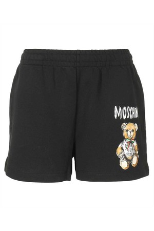 모스키노 여성 숏팬츠 Moschino V0323 0528 TEDDY BEAR PRINT COTTON MINI Trousers   Black NB24