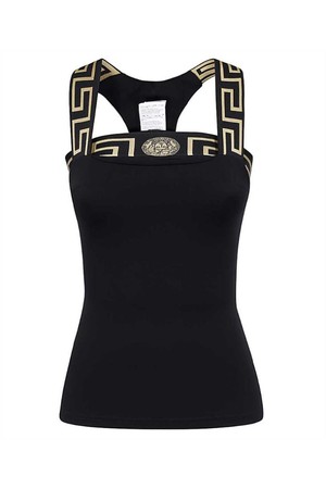 베르사체 여성 티셔츠 Versace 1008680 1A06238 GRECA BORDER GYM Top   Black NB24