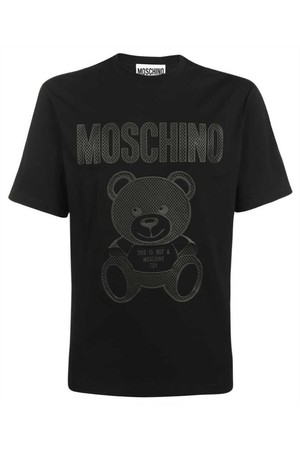 모스키노 남성 티셔츠 Moschino V0727 2041 TEDDY BEAR PRINT COTTON T shirt   Black NB24