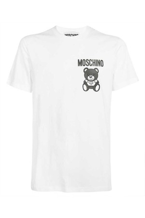 모스키노 남성 티셔츠 Moschino V0729 2041 TEDDY BEAR APPLIQU� COTTON T shirt   White NB24