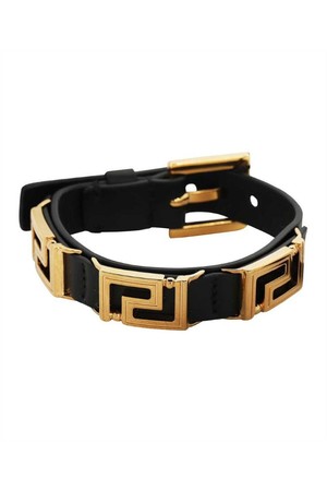 베르사체 여성 팔찌 Versace 1007610 1A00637 GRECA CHARM LEATHER Bracelet   Black NB24