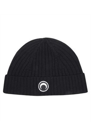 마린세르 남성 모자 Marine Serre UHG012 CKNI0033 MULESING FREE WOOL RIB Beanie   Black NB24