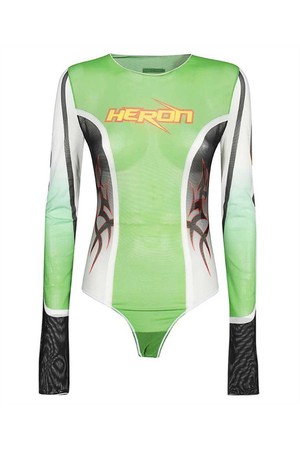 헤론프레스톤 여성 바디수트 Heron Preston HWDD021F23FAB001 GOTHIC MESH Body   Green NB24