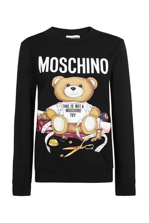 모스키노 여성 맨투맨 후드 Moschino V1706 5528 LOGO PRINT COTTON Sweatshirt   Black NB24