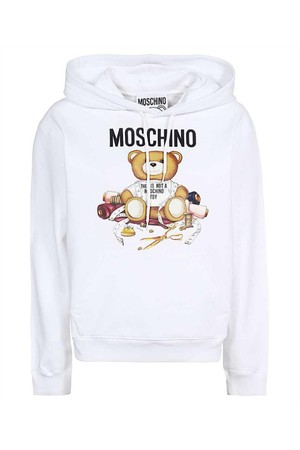 모스키노 여성 맨투맨 후드 Moschino A1707 5528 LOGO PRINT COTTON Hoodie   White NB24