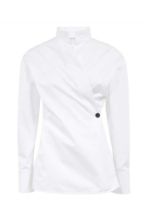 페라가모 여성 셔츠 블라우스 Salvatore Ferragamo 13C968 ASYMMETRIC COTTON Shirt   White NB24