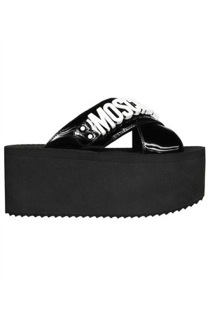 모스키노 여성 샌들 Moschino MA28118I1GMBL00A LETTERING LOGO WEDGE Sandals   Black NB24