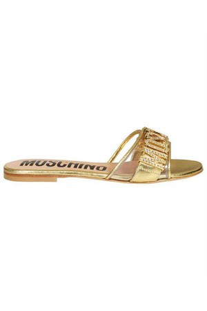 모스키노 여성 샌들 Moschino MA28311C1GMX299A FOILED JEWEL LOGO FLAT Slides   Gold NB24