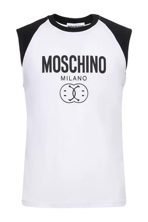 모스키노 남성 티셔츠 Logo print cotton jersey tank top NB01