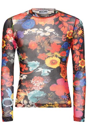 모스키노 남성 티셔츠 Flower print long sleeve mesh top NB01