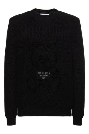 모스키노 남성 스웨터 Teddy print cotton knit sweater NB01