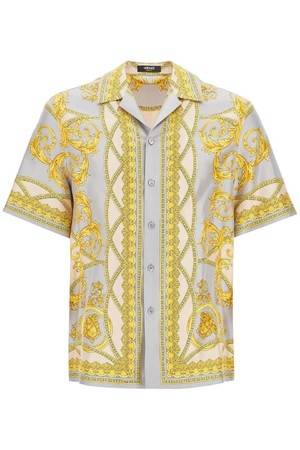 베르사체 남성 셔츠 printed silk bowling shirt from the gods collection NB02