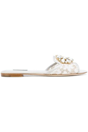 돌체앤가바나 여성 샌들 CRYSTAL LACE FLAT SANDALS NB30