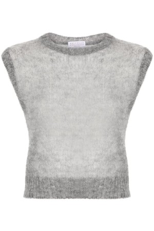 브루넬로 쿠치넬리 여성 니트 스웨터 MOHAIR WOOL SHORT SLEEVES SWEATER NB30