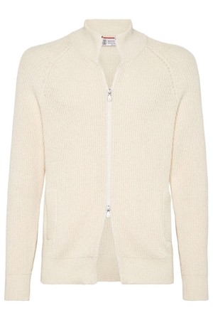 브루넬로 쿠치넬리 남성 가디건 RIBBED STITCH COTTON ZIPPED CARDIGAN NB30