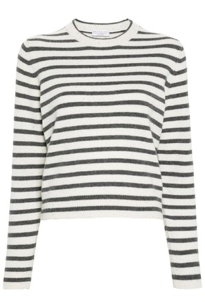 브루넬로 쿠치넬리 여성 니트 스웨터 STRIPED CASHMERE BLEND SWEATER NB30