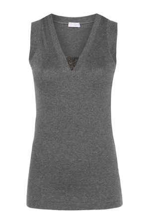 브루넬로 쿠치넬리 여성 셔츠 블라우스 RIBBED COTTON SLEEVELESS TOP NB30