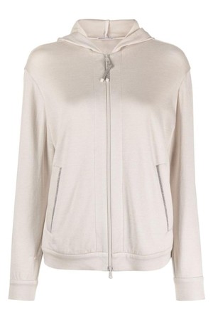 브루넬로 쿠치넬리 여성 맨투맨 후드 COTTON AND SILK BLEND ZIP UP HOODIE NB30