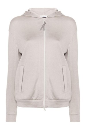 브루넬로 쿠치넬리 여성 가디건 COTTON AND SILK BLEND HOODED ZIPPED CARDIGAN NB30