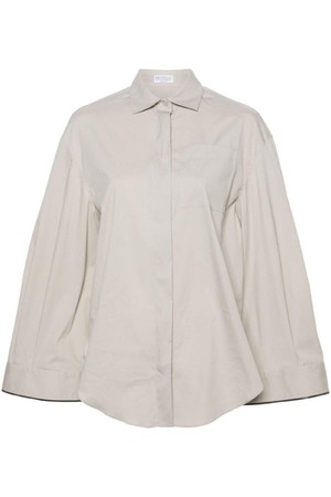 브루넬로 쿠치넬리 여성 셔츠 블라우스 SHINY CUFF DETAIL COTTON SHIRT NB30