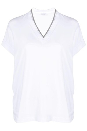 브루넬로 쿠치넬리 여성 티셔츠 V NECK COTTON T SHIRT NB30