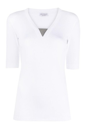 브루넬로 쿠치넬리 여성 티셔츠 COTTON V NECKED T SHIRT NB30