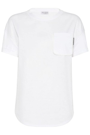 브루넬로 쿠치넬리 여성 티셔츠 SHINY TAB COTTON T SHIRT NB30