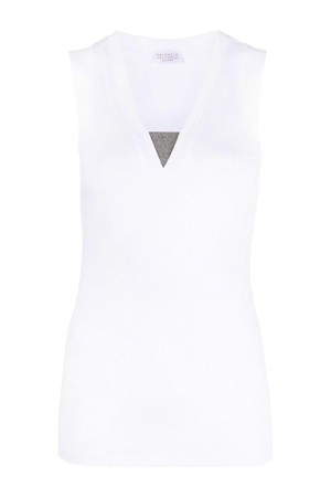 브루넬로 쿠치넬리 여성 셔츠 블라우스 RIBBED COTTON SLEEVELESS TOP NB30