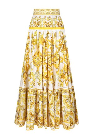 돌체앤가바나 여성 스커트 MAIOLICA PRINT COTTON SKIRT NB30