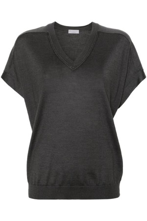 브루넬로 쿠치넬리 여성 셔츠 블라우스 CASHMERE AND SILK BLEND V NECKED TOP NB30